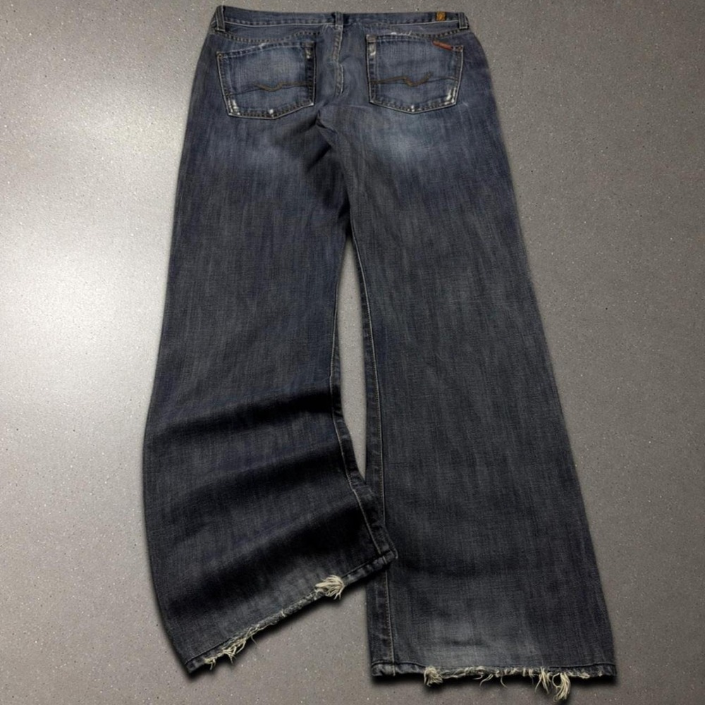 7 For All Mankind Bootcut Jeans Mens 34x31 Blue Distressed Y2K Archive